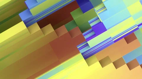 Loop animation with a colored pattern of multiple rectangular blocks. 3d render Stock Footage 314825757