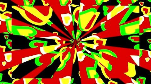 Loop animation of colorful hearts spinning in a bright digital background Stock Footage 333769904