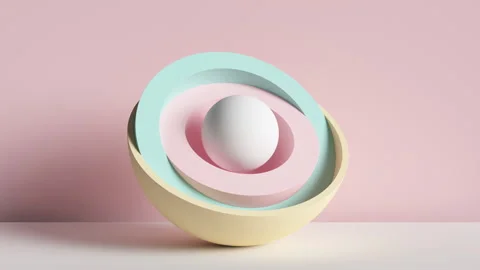 Loop animation of colorful hemispheres rotating, 3d ball spinner Stock Footage 145021120