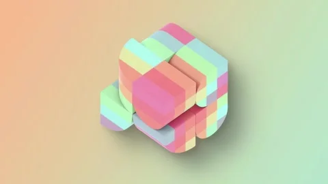 Loop animation with cubic shapes in a minimalist Op Art style. 3d rendering 4K Stock Footage 319651587