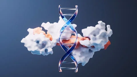 Loop animation of DNA and protein with biological concept, 3d rendering. 動画素材 272676951