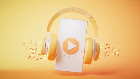 Loop animation of earphone and mobile phone, 3d rendering. Stock Footage 192487655