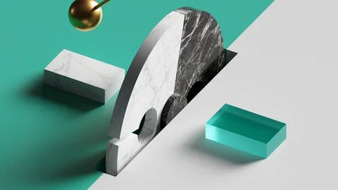 Loop animation of eternal pendulum swinging, 3d gold ball and rotating wheel. 動画素材 116416440