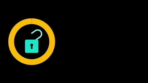 Loop animation featuring a circular loading interface with a monochrome unlocked Stock Footage 310967709