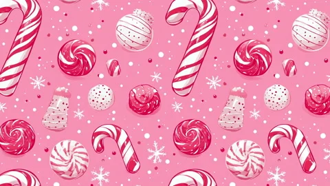 A loop animation featuring a pattern of Christmas candy and cookies. Stock Footage 287827867
