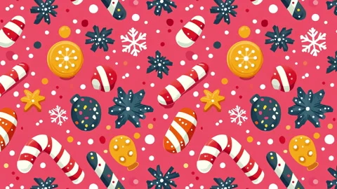 A loop animation featuring a pattern of Christmas candy and cookies. Stock Footage 287832191