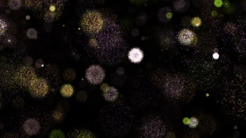 Loop animation firework particles Floating on black abstract background Stock Footage 314599700