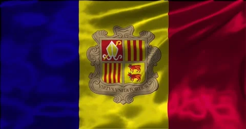 Loop Animation the flag of Andorra, Shiny waving flag 4k animation footage Stock Footage 275284882
