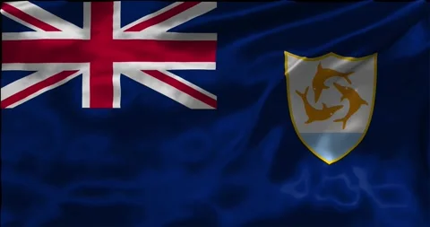 Loop Animation the flag of Anguilla, Shiny waving flag 4k animation footage Stock Footage 275284958
