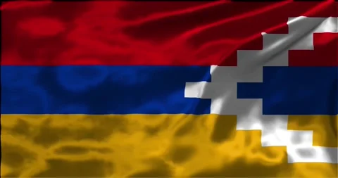 Loop Animation the flag of Artsakh, Shiny waving flag 4k animation footage Stock Footage 275286265