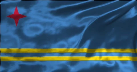 Loop Animation the flag of Aruba, Shiny waving flag 4k animation footage Stock Footage 275286272