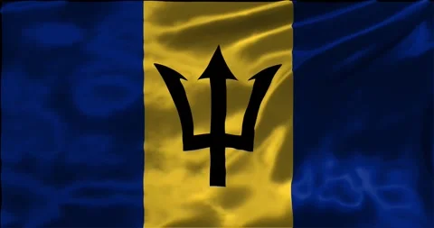 Loop Animation the flag of Barbados, Shiny waving flag 4k animation footage Stock Footage 275286536