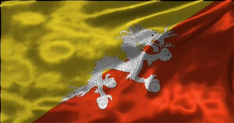 Loop Animation the flag of Bhutan, Shiny waving flag 4k animation footage Stock Footage 275286820