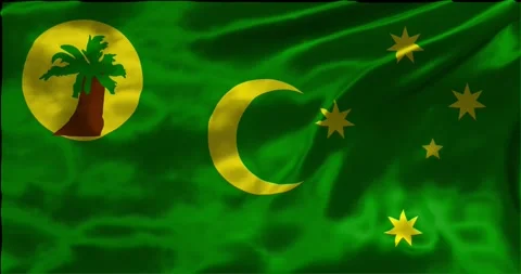 Loop Animation the flag of Cocos or Keeling Islands, waving flag 4k animati.. Stock Footage 275288162