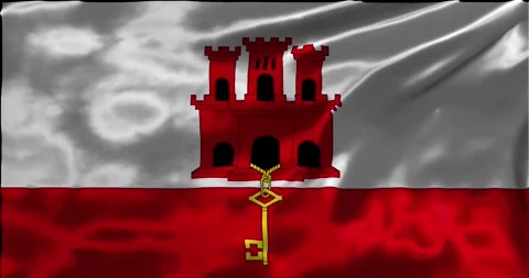 Loop Animation the flag of Gibraltar, waving flag 4k animation footage Stock Footage 275290337