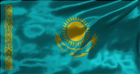 Loop Animation the flag of Kazakhstan, waving flag 4k animation footage Stock Footage 275292468