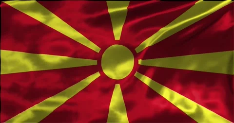 Loop Animation the flag of North Macedonia, waving flag 4k animation footage Stock Footage 275295606