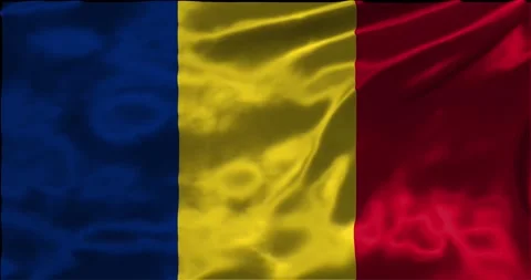 Loop Animation the flag of Romania, waving flag 4k animation footage Stock Footage 275296615