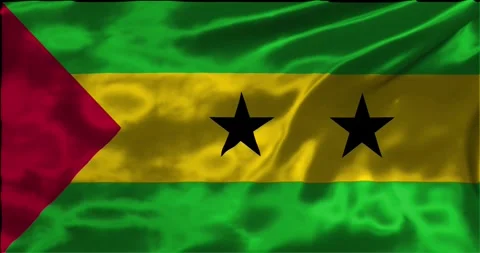 Loop Animation the flag of Sao Tome And Principe, waving flag 4k animation .. Stock Footage 275297034