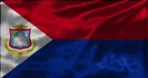 Loop Animation the flag of Sint Martin, waving flag 4k animation footage Stock Footage 275297536