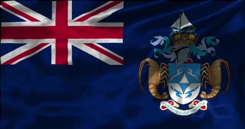 Loop Animation the flag of Tristan Da cunha, waving flag 4k animation footage Stock Footage 275297927