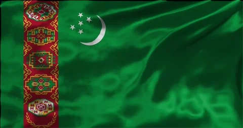 Loop Animation the flag of Turkmenistan, waving flag 4k animation footage Stock Footage 275298300