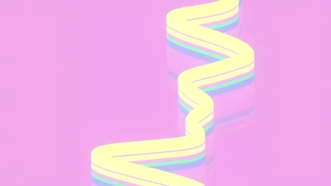 Loop animation with a floating curved ribbon on a pink background Stock Footage 303866455