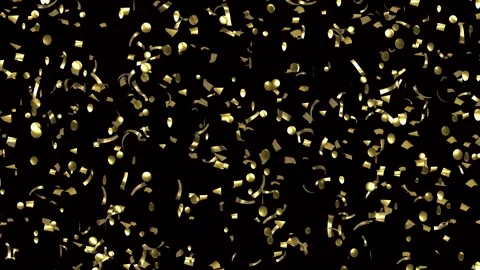 Loop Animation flying Golden Confetti on Black Background with Matte channel.  Stock Footage 278839895