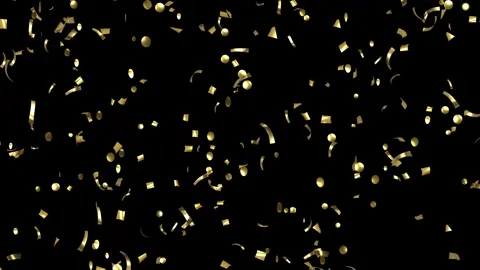 Loop Animation flying Golden Confetti on Black Background with Matte channel.  Stock Footage 278839966