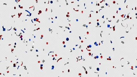Loop Animation flying red, white, blue confetti on Alpha channel. Labor day Stock Footage 278816007
