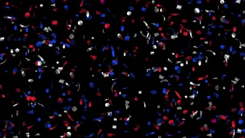 Loop Animation flying red, white, blue confetti. Matte channel. Labor day.  Stock Footage 278834671