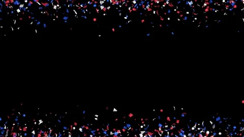 Loop Animation flying red, white, blue confetti. Matte, green channel. Labor day Stock Footage 279877047