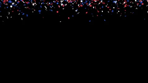 Loop Animation flying red, white, blue confetti. Matte, green channel. Labor day Stock Footage 279877078