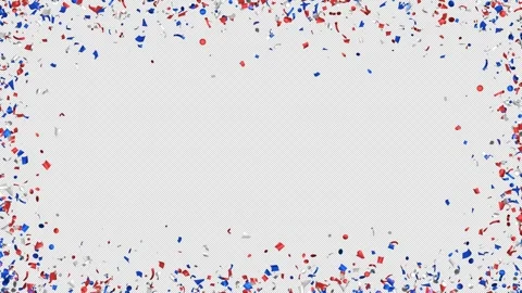 Loop Animation flying red, white, blue confetti on Alpha channel. Labor day Stock Footage 279906025