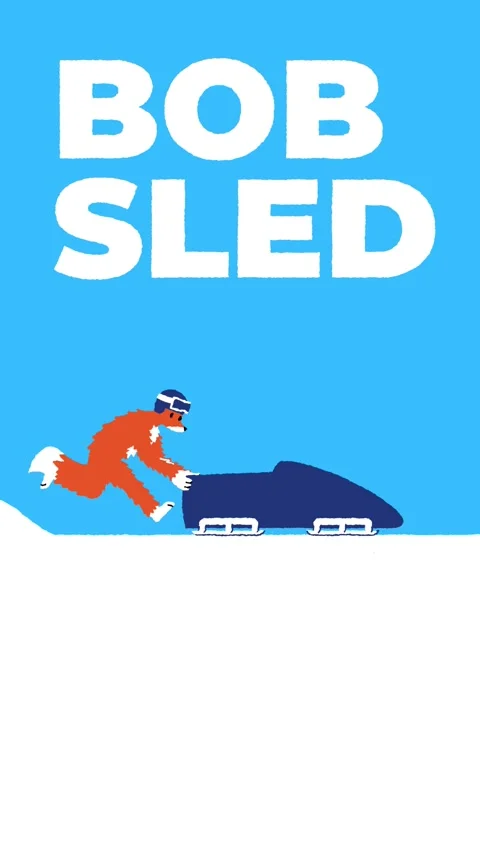 Loop animation with fox jumps with text Bobsled Stock Footage 327863803