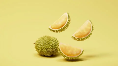 Loop animation of fruit durian, delicious fruit, 3d rendering. Stock Footage 196002345