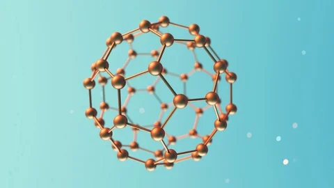 Loop animation of fullerene sphere carbon molecule. C60, graphene, Stock Footage 85933462