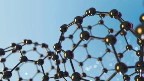 Loop animation of fullerene sphere carbon molecules. C60, graphene, Stock Footage 85933990