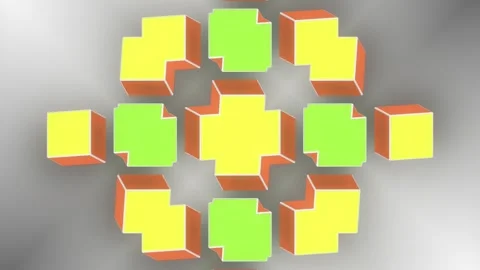 Loop animation of geometric shapes that shift, rotate and transform 3d rendering Stock Footage 271280385