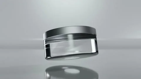 Loop animation of Glass cosmetic empty jar, lotion packaging,  Bottle rotates Stock Footage 163999185