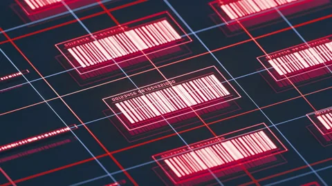 Loop animation of glowing bar codes, 3d rendering. Stock Footage 160609481