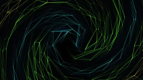 Loop animation with glowing blue and green connected lines and dots Stock Footage 268602570