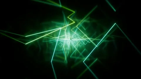 Loop animation in glowing neon lines tunnel 3d rendering Stock Footage 268387061
