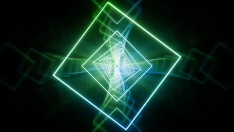 Loop animation in glowing neon lines tunnel 3d rendering Stock Footage 273539223