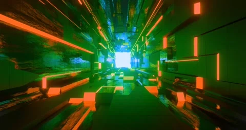 Loop Animation of Glowing Sci-Fi Corridor Stock Footage 264577386