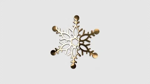 Loop animation gold snowflake object roation on black background Stock Footage 292883811