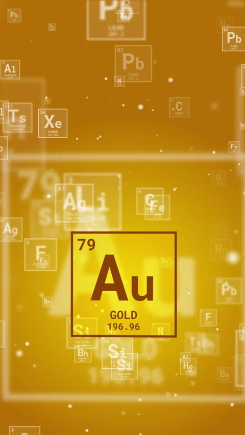 Loop animation of golden square with gold chemical element symbol. Vertical Stock Footage 284105589