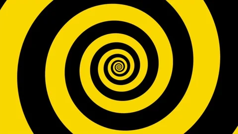 A loop animation hipnotic spiral,black and yellow color with motion blur Stock Footage 325079252