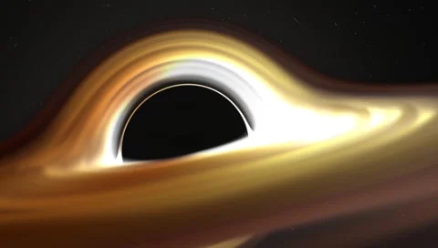 Loop animation of hyper-realistic black hole with swirling glowing gravitational Stock Footage 310254714