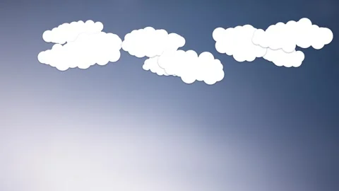 Loop animation illustrated clouds motion on clean sky Stock Footage 334808618